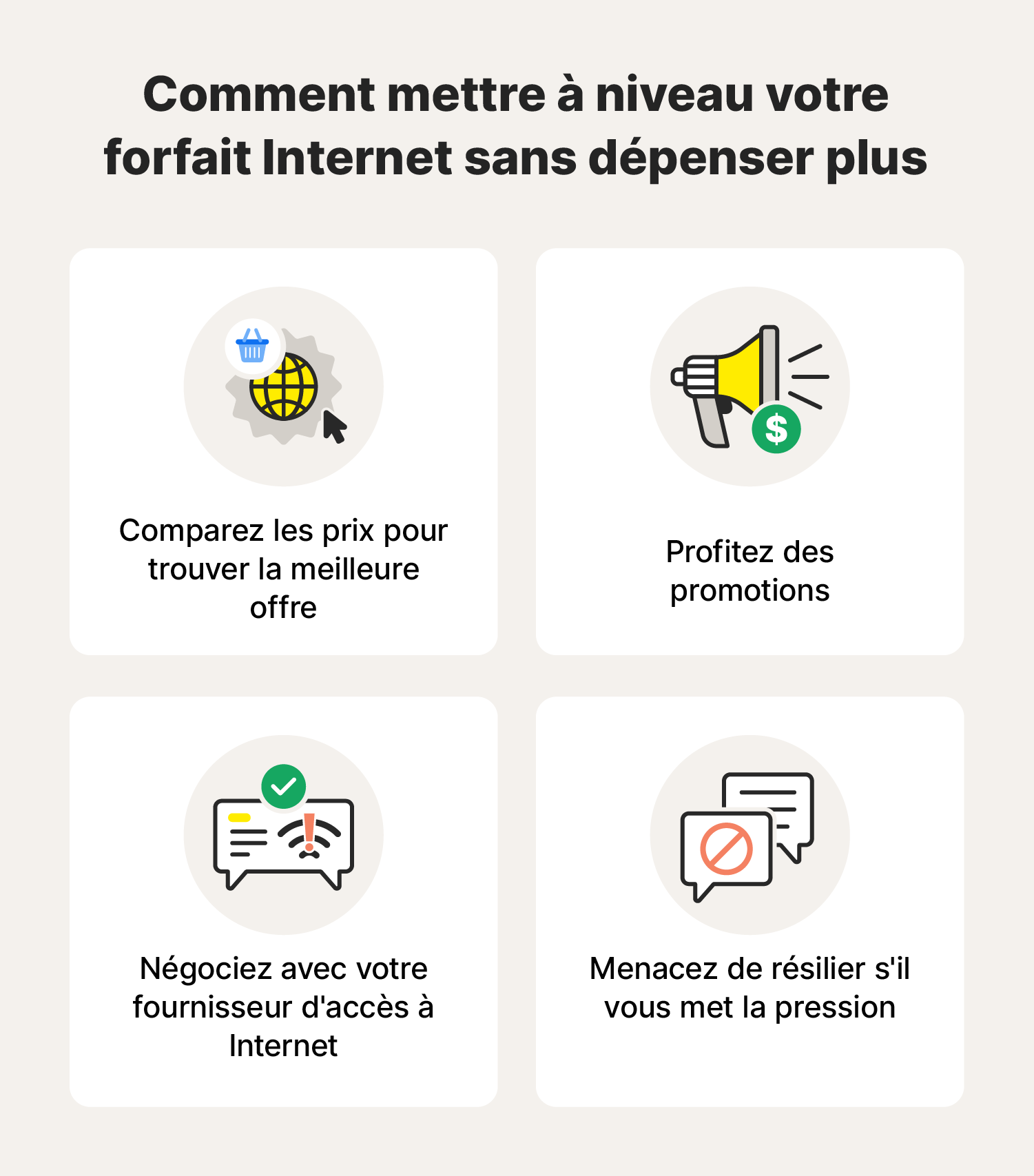Une image avec des conseils pour améliorer la connexion Internet sans se ruiner.